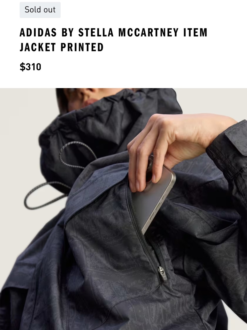 NEW🖤Stella McCartney x Adidas training track jacket utility black $310 - Picture 12 of 16